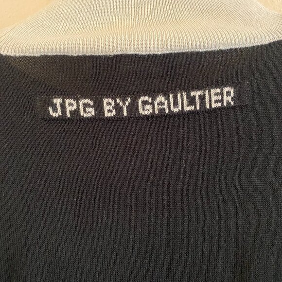 Vintage JPG's Jeans Black and White Contrast Turtleneck Sweater, Size I48 or M - Picture 6 of 11